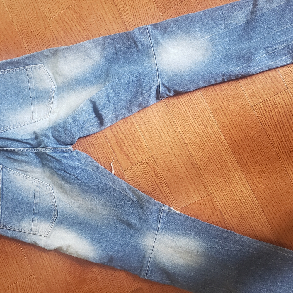 Blue Skinny Distressed Jeans with Rips - Picture 3 of 3